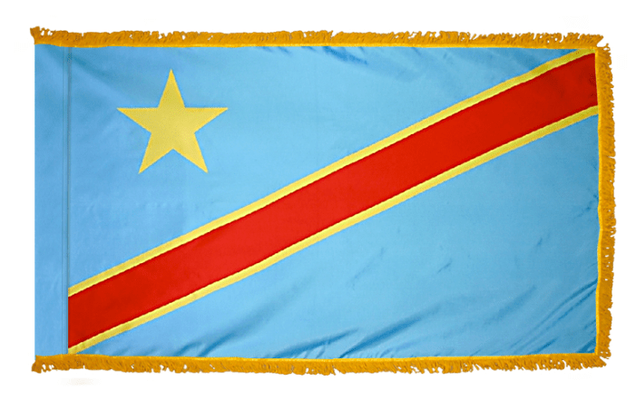 DR Congo nylon flag product image with red diagonal band yellow borders and star