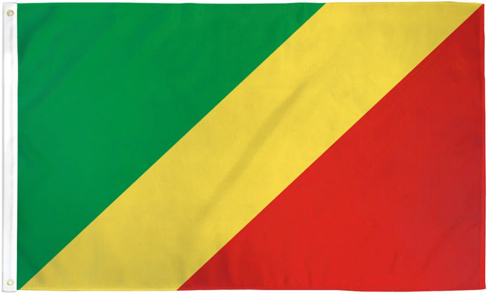 Republic of the Congo flag made in USA with green yellow red diagonal tricolor
