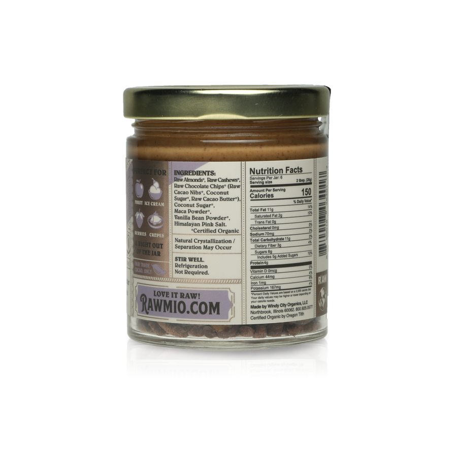 Back of packaging for Almond Chocolate Chip Cookie Dough Spread