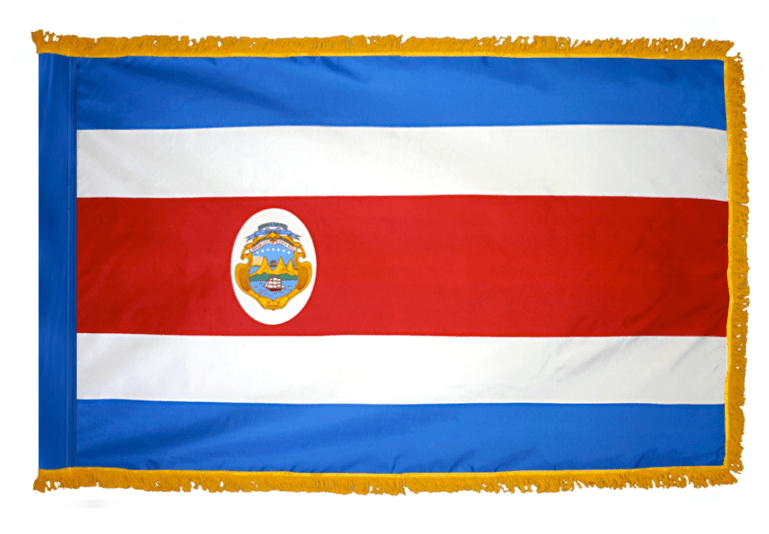 Costa Rica nylon flag product image with wide red center stripe and blue white bands