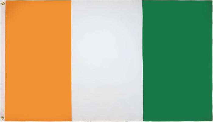 Côte d’Ivoire Ivory Coast flag made in USA with orange white green vertical stripes