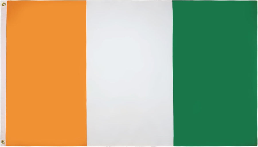 Côte d’Ivoire Ivory Coast flag made in USA with orange white green vertical stripes