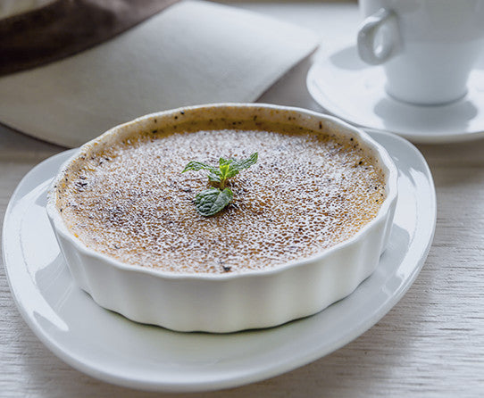 Creme brulee dessert pictured as flavor inspiration for Creme Brulee coffee