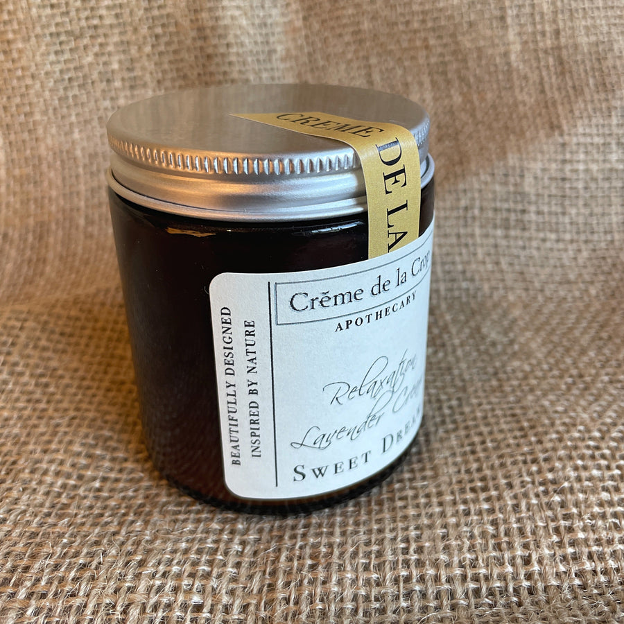 Sweet Dreams Lavender Moisturizing Skin Cream jar showing the side label
