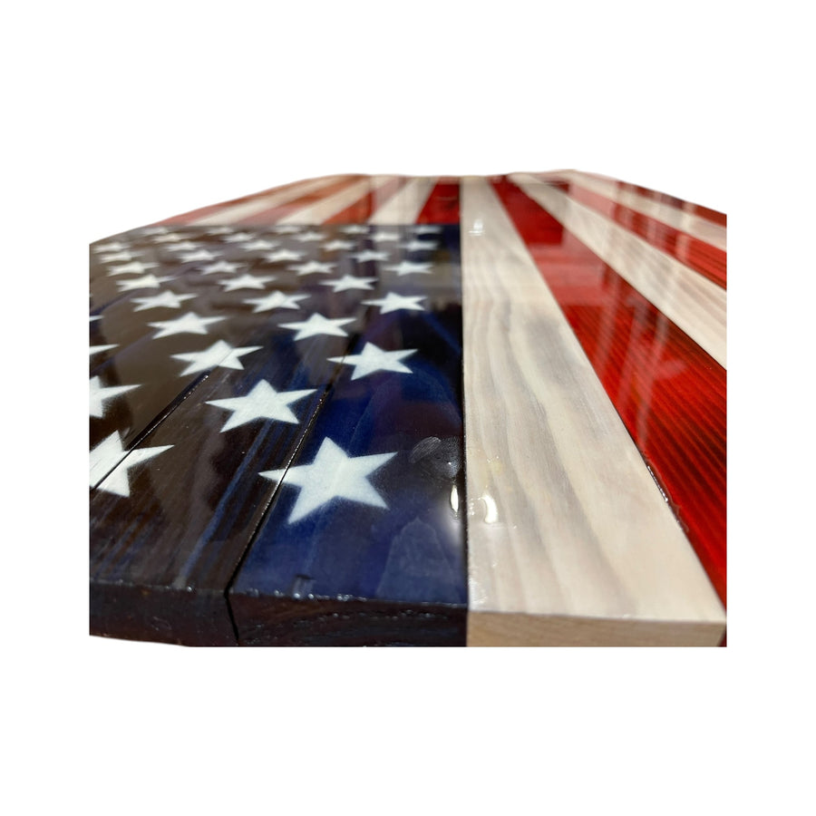 Made in USA personalized wooden American flag wall art