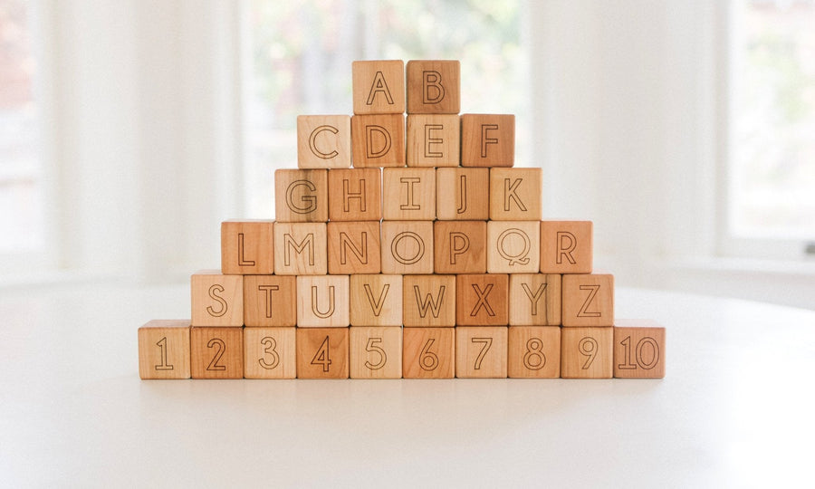 Wooden Alphabet & Number Blocks: 36-Piece Maple Set
