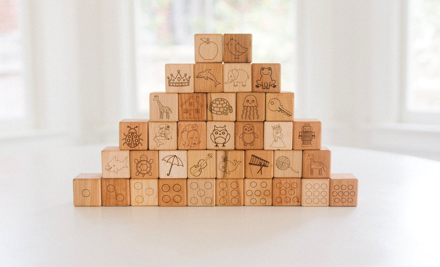 Wooden Alphabet & Number Blocks: 36-Piece Maple Set