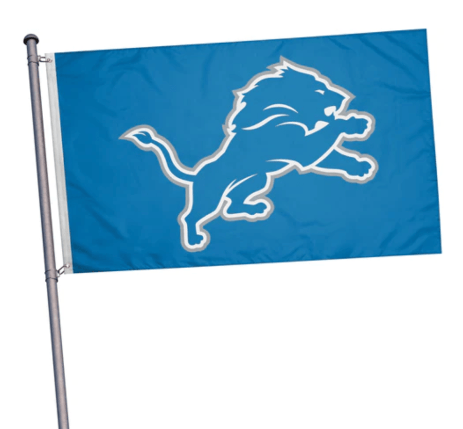 Detroit Lions 3x5 white flag with Lions team logo