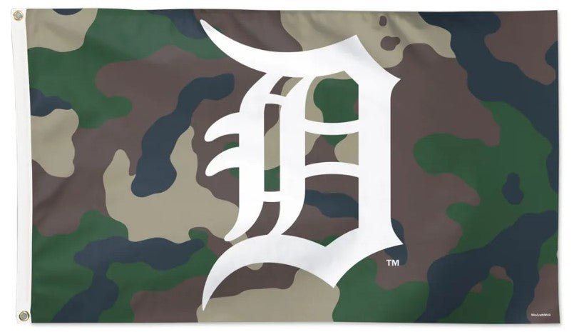 Detroit Tigers 3x5 camouflage flag with white Old English D