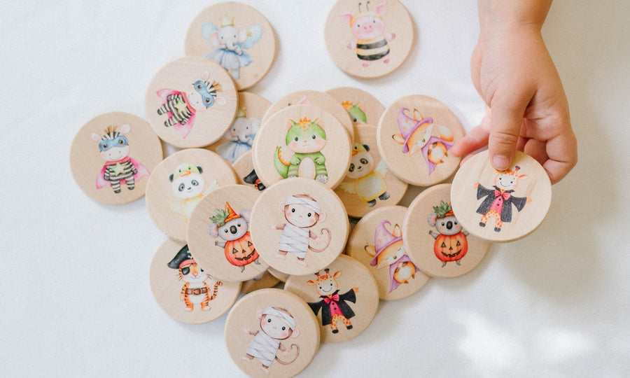 Dress-Up Animal Matching Game: 24 Wooden Tiles