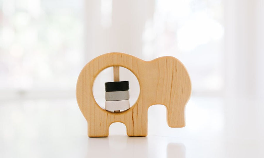 Elephant Wooden Baby Rattle: Maple Wood