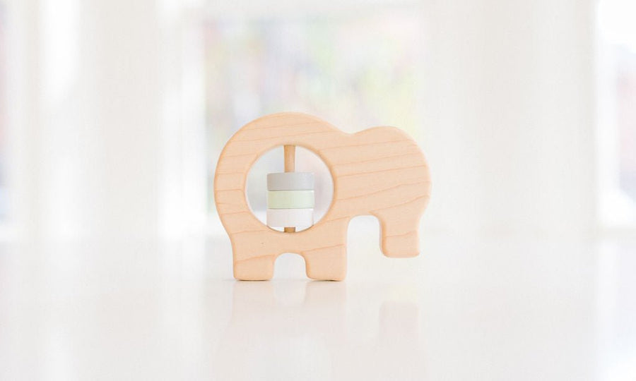 Elephant Wooden Baby Rattle: Maple Wood