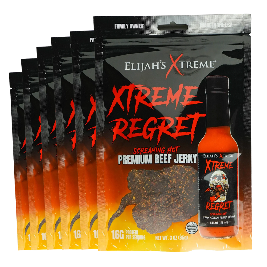 Xtreme Regret Spicy Beef Jerky – 6-Pack (1 lb) — assortment view