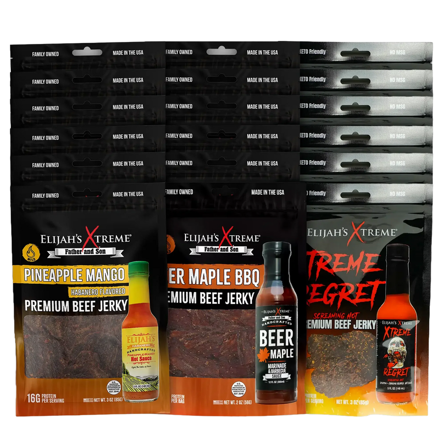 Beef Jerky Variety Bulk Trio – 18 Bags (3 lb) — assortment view