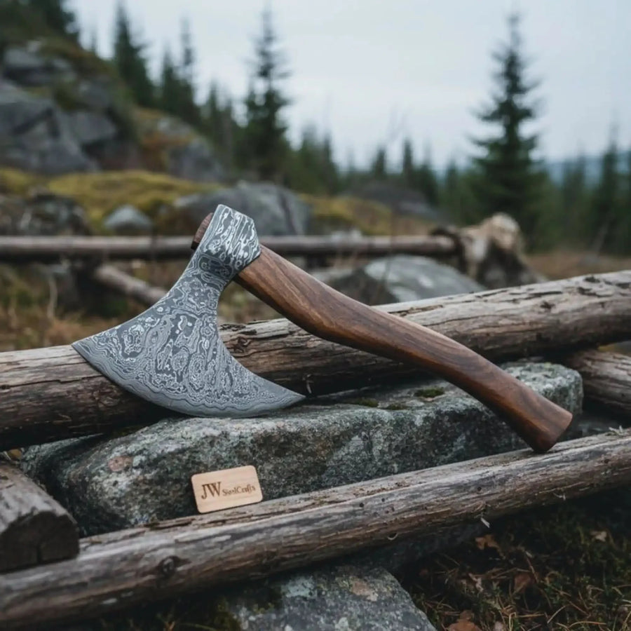 18"Inches Damascus Steel Axe Viking Axe Hatchet Axe Bearded Axe Tomahawk