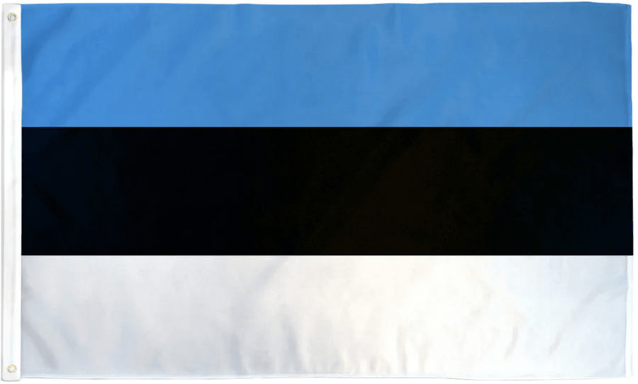 Estonia flag made in USA with blue black white horizontal tricolor