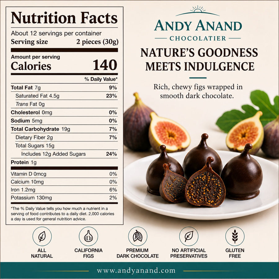 Vegan Belgian Dark Chocolate Figs - 24 Pc Gift Box
