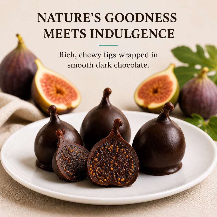 Vegan Belgian Dark Chocolate Figs - 24 Pc Gift Box