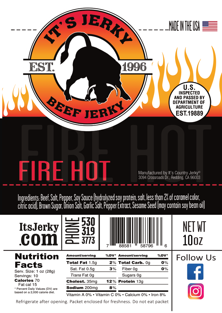 Fire Hot Beef Jerky – 10 oz – product image 3