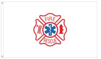 Fire and rescue emblem with medical cross on a white background
