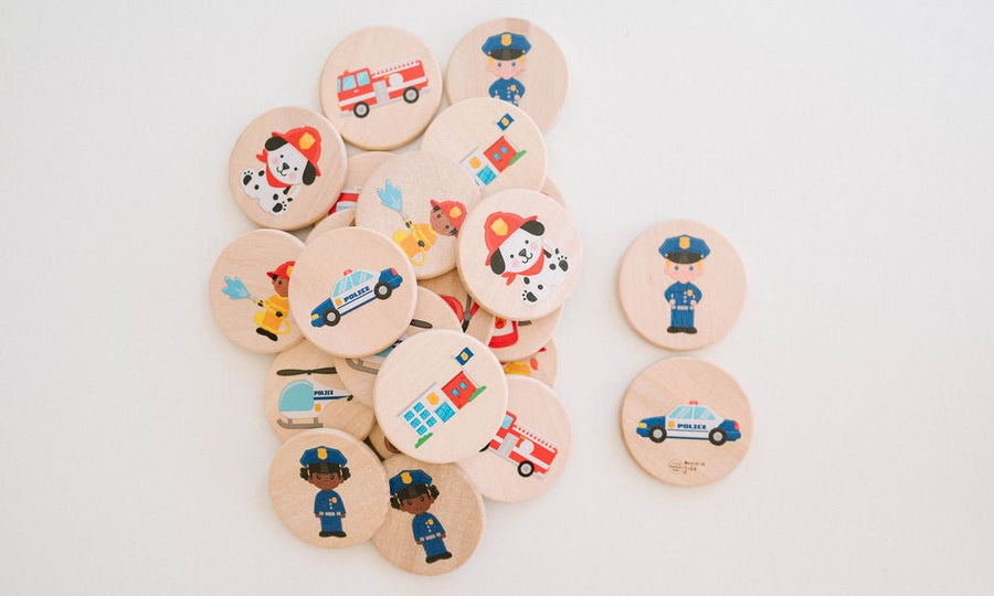 First Responder Matching Game: 24 Wooden Tiles