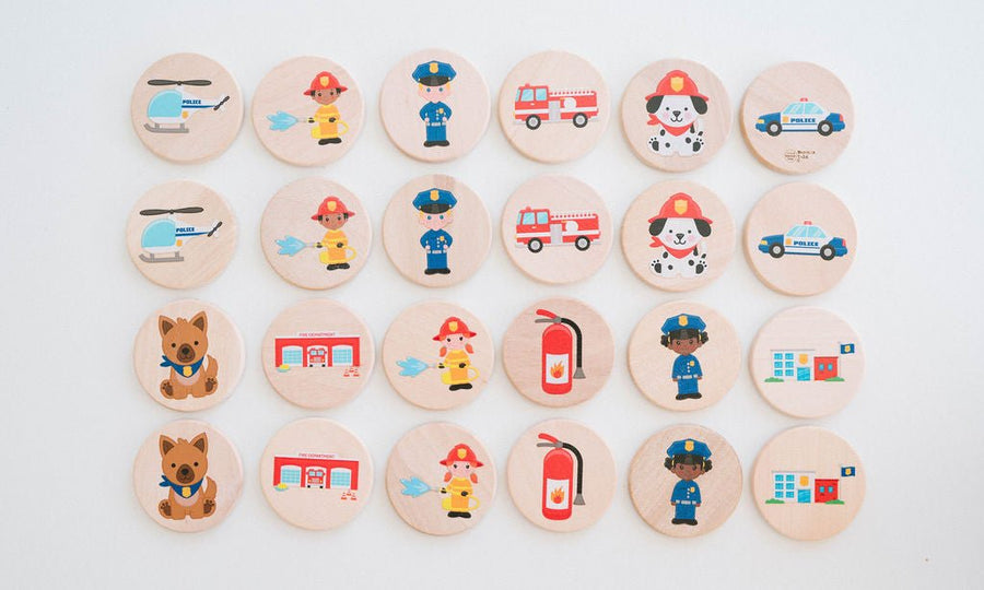First Responder Matching Game: 24 Wooden Tiles