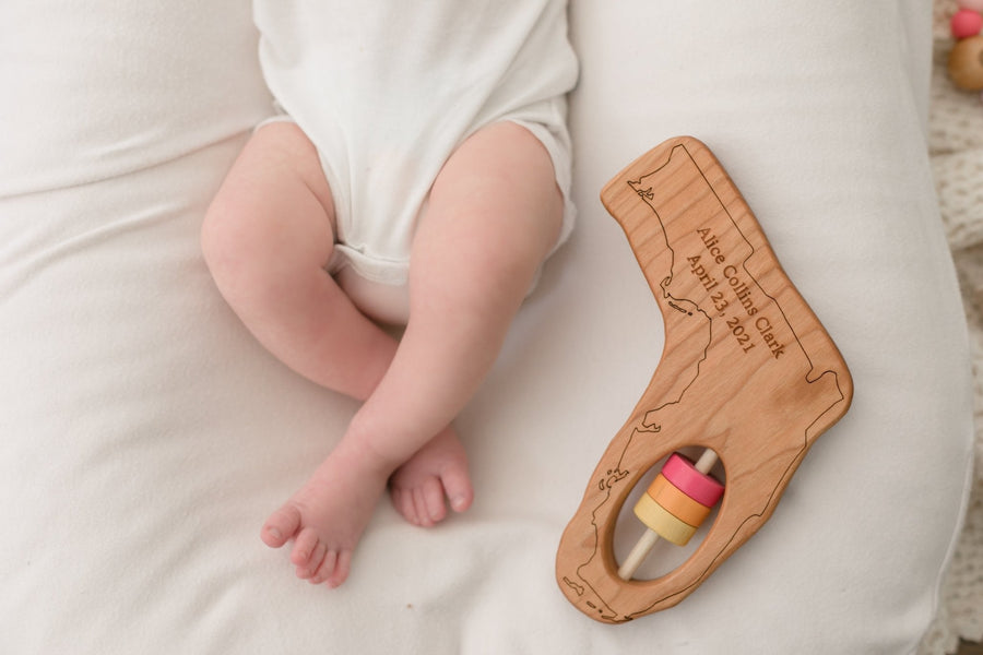 Florida cherry wood rattle in a lifestyle setting