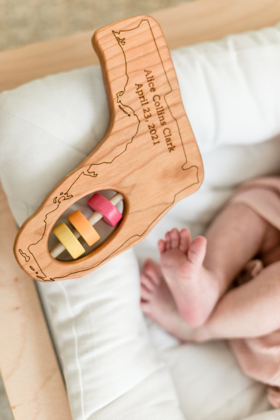 Florida cherry wood rattle in a lifestyle setting