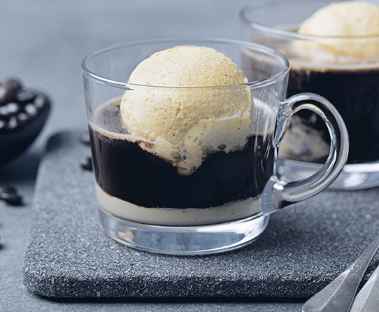 Serving suggestion: coffee topped with a scoop of vanilla ice cream