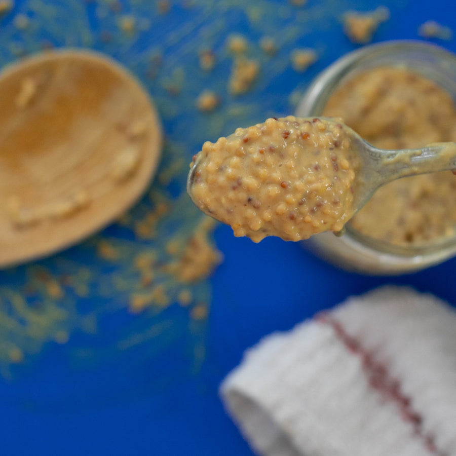 Product photo for French Mustard infused salt – MUSTARD BEEN LOVE