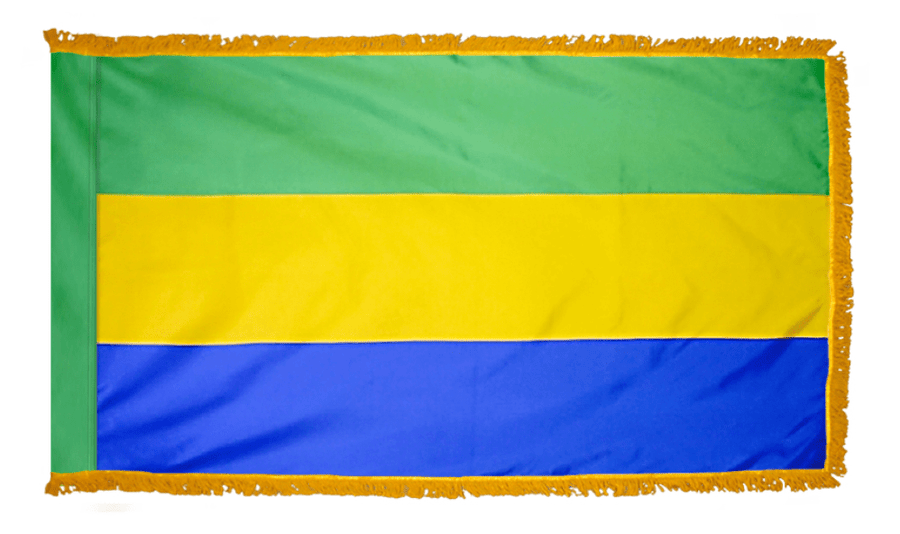 Gabon nylon flag product image with green yellow and blue horizontal bands
