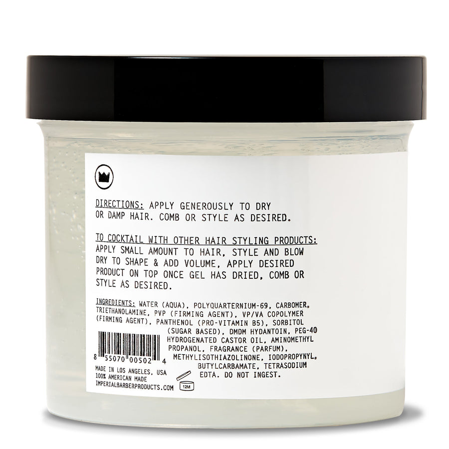 Gel Pomade — gel-pomade jar, rear directions and ingredients