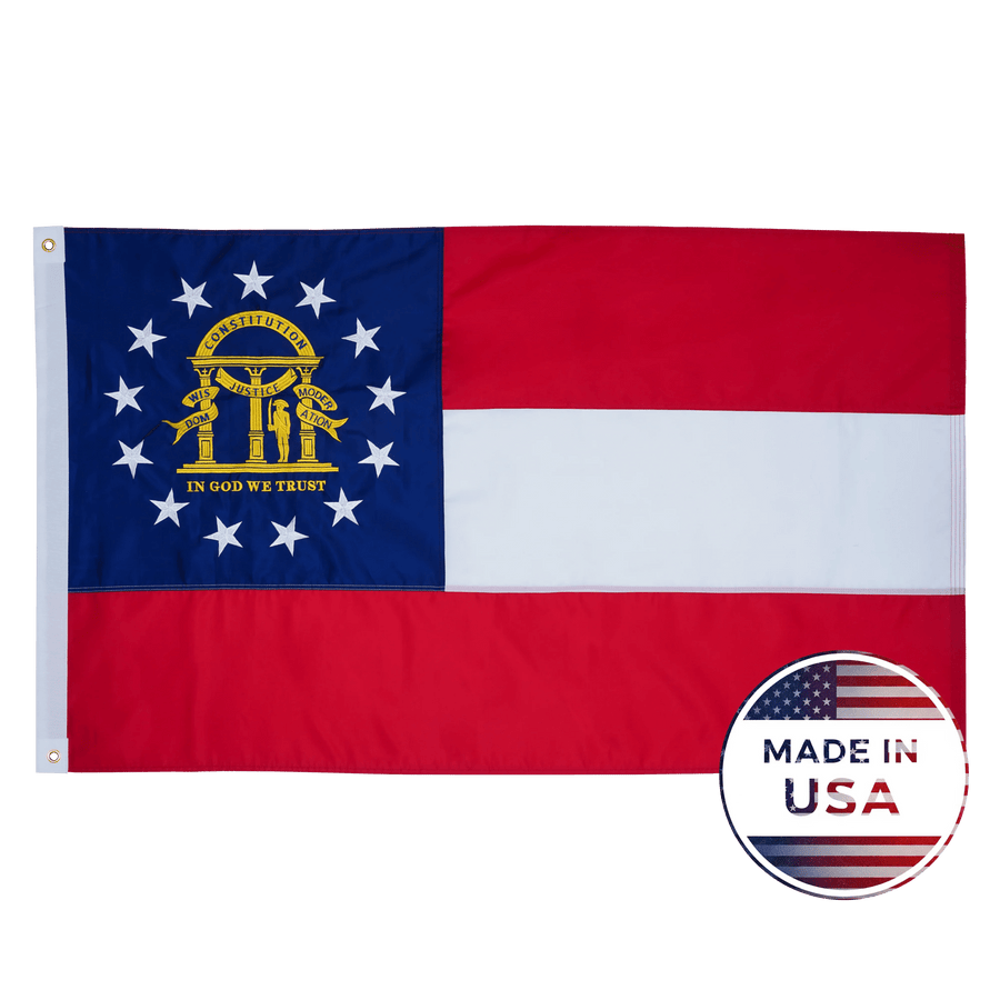Georgia 3x5 state flag made in USA with embroidered details