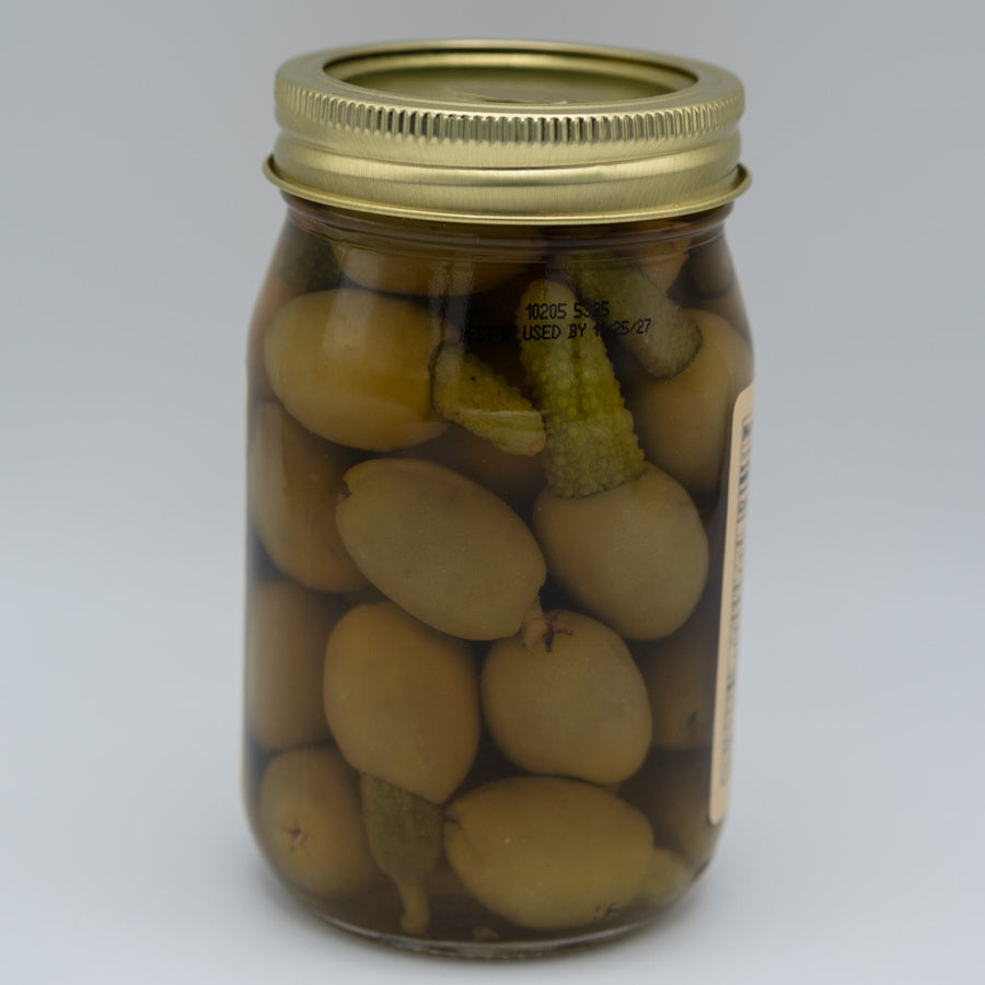 Gherkin Stuffed Olives | Briny Snack Board Favorite | 16 oz – product listing image 3