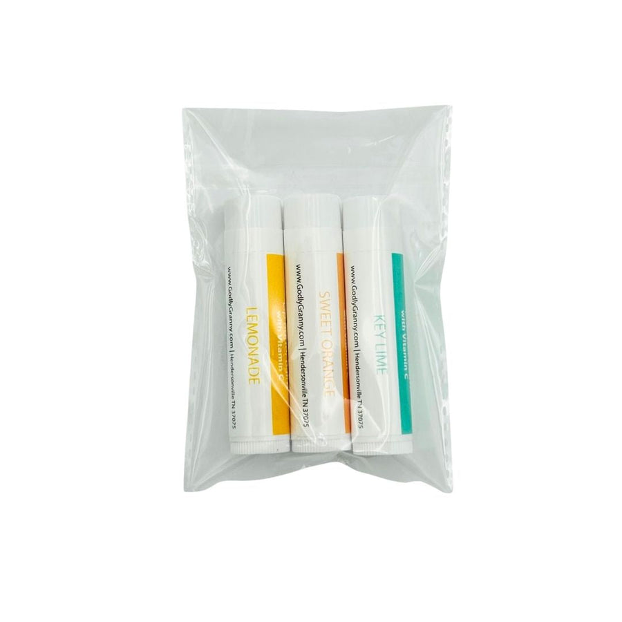 Lip Butter Balm Gift Set – Citrus (Lemonade, Key Lime, and Sweet Orange) packaging