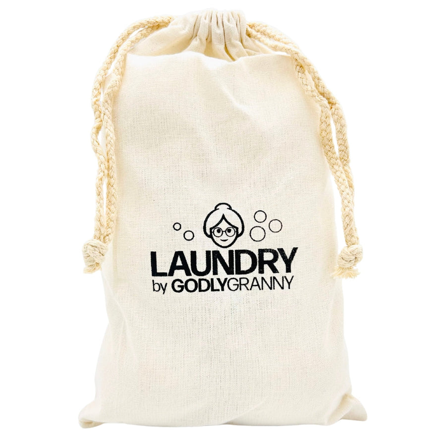 Logo drawstring storage bag supplied with wool dryer balls