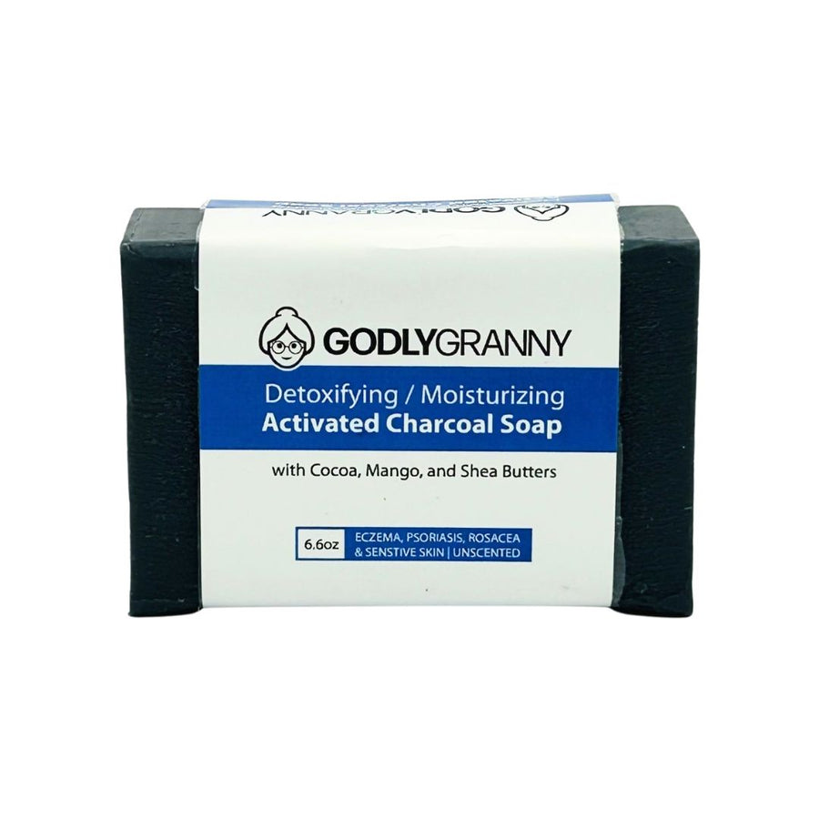 Activated Charcoal Soap with Cocoa, Mango & Shea Butters – Sensitive Skin | Unscented packaging