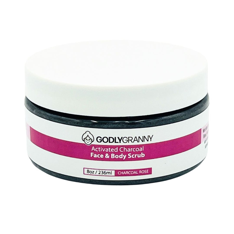 Activated Charcoal Face & Body Scrub – Charcoal Rose packaging