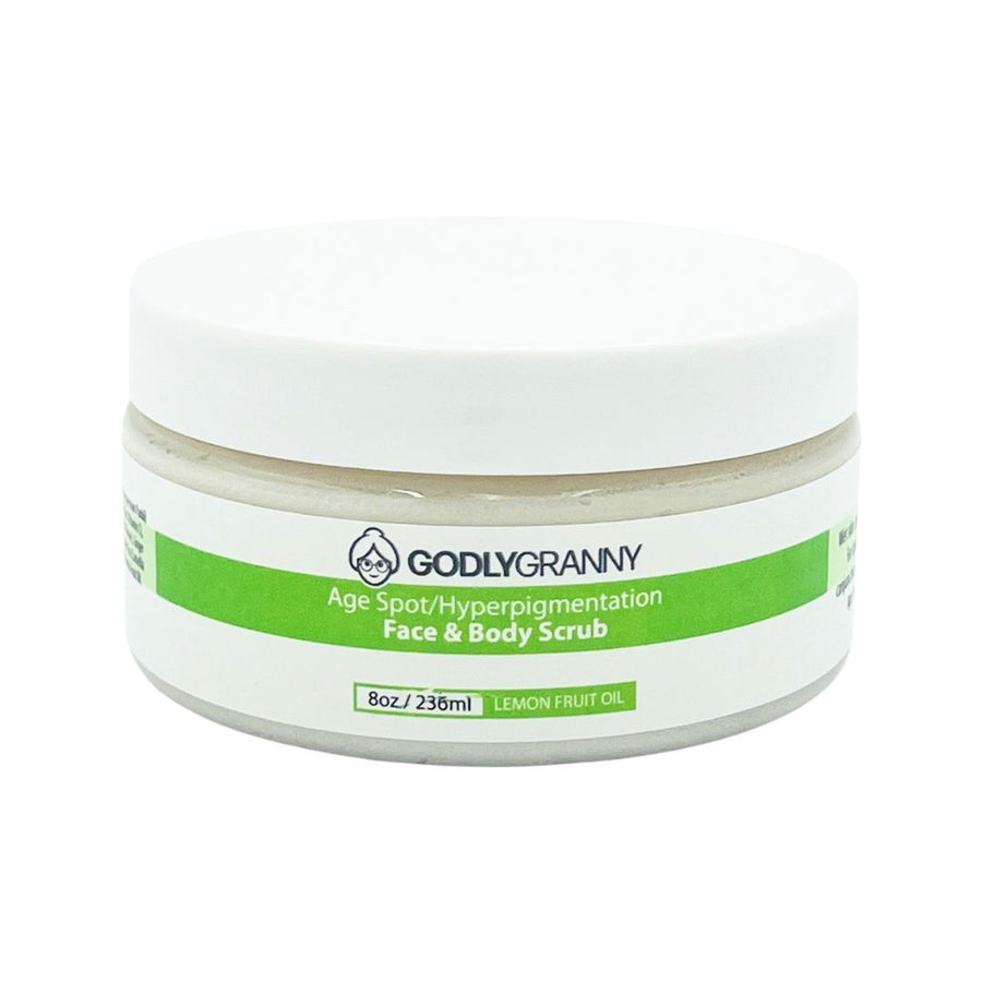 Lemon Oil Brightening Face & Body Scrub, 8 oz packaging