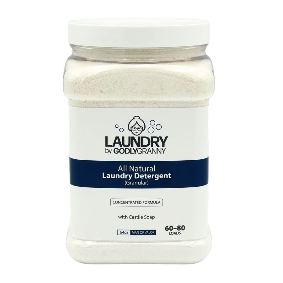 Granular Castile Laundry Detergent – Man of Valor packaging