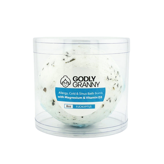 Eucalyptus Bath Bomb with Magnesium & Vitamin D3, 8 oz packaging