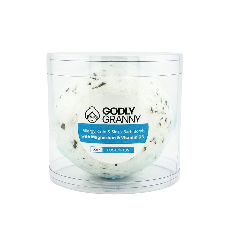 Eucalyptus Bath Bomb with Magnesium & Vitamin D3, 8 oz packaging