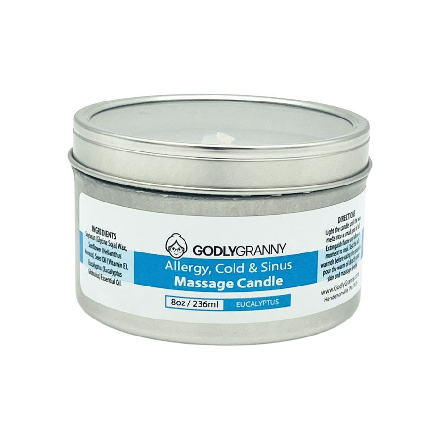 Eucalyptus Soy Massage Candle, 8 oz packaging