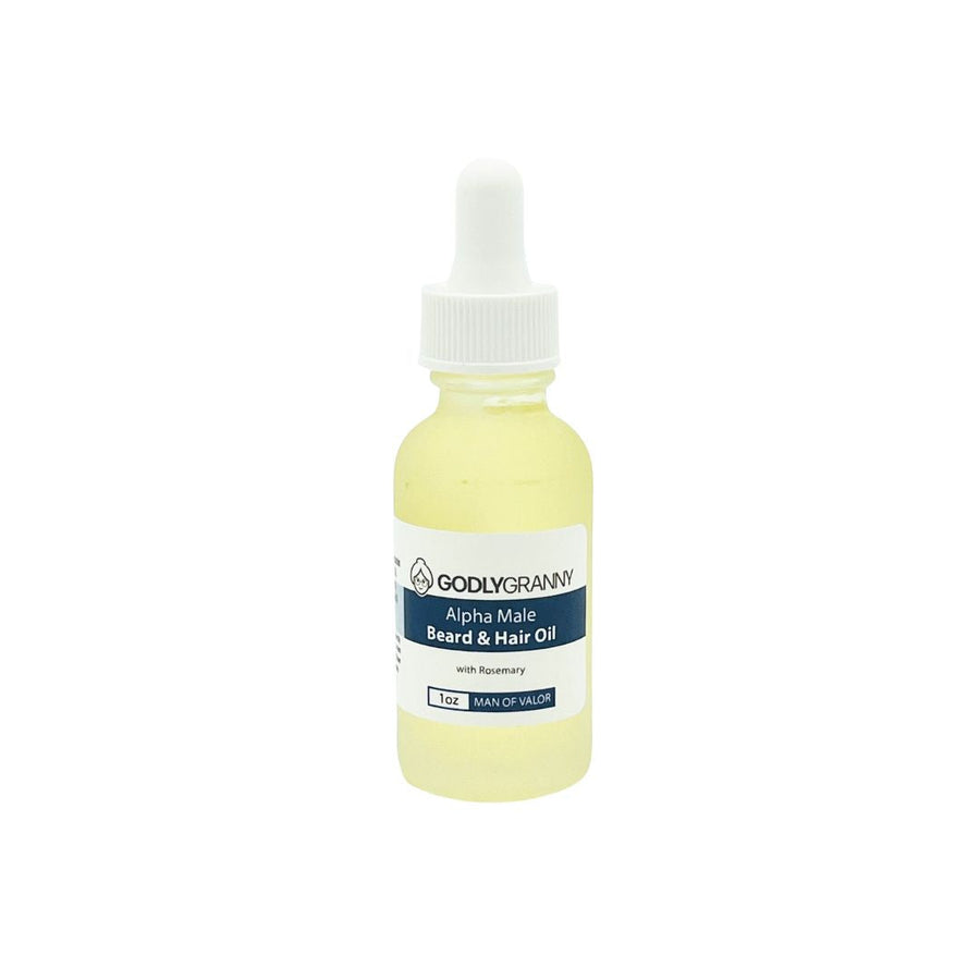 Rosemary Beard & Hair Oil – Man of Valor packaging