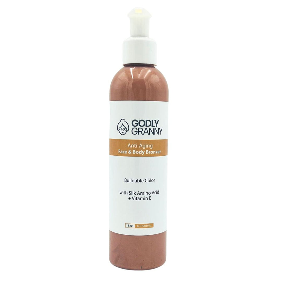 Face & Body Bronzer with Silk Amino Acids & Vitamin E – 8oz packaging