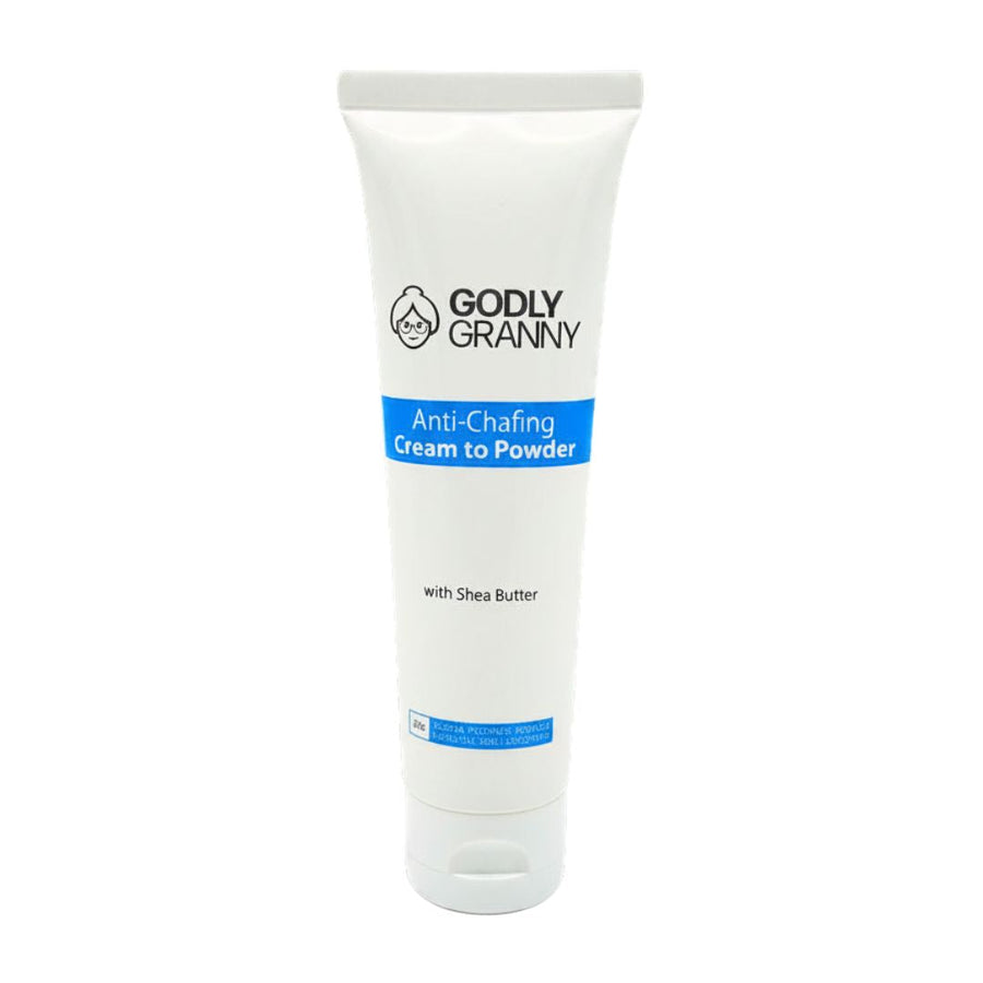 Shea Butter Anti-Chafing Cream to Powder – 2oz Tube packaging