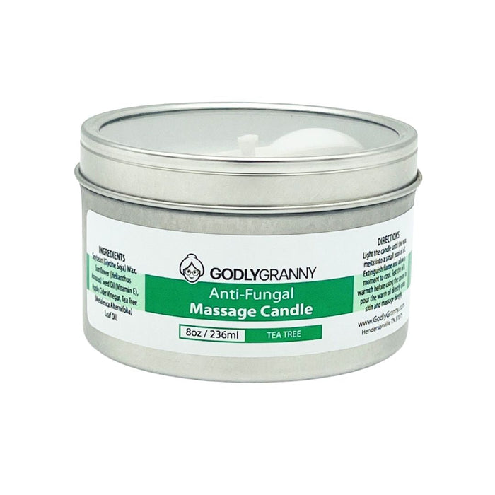 Tea Tree Soy Massage Candle, 8 oz packaging