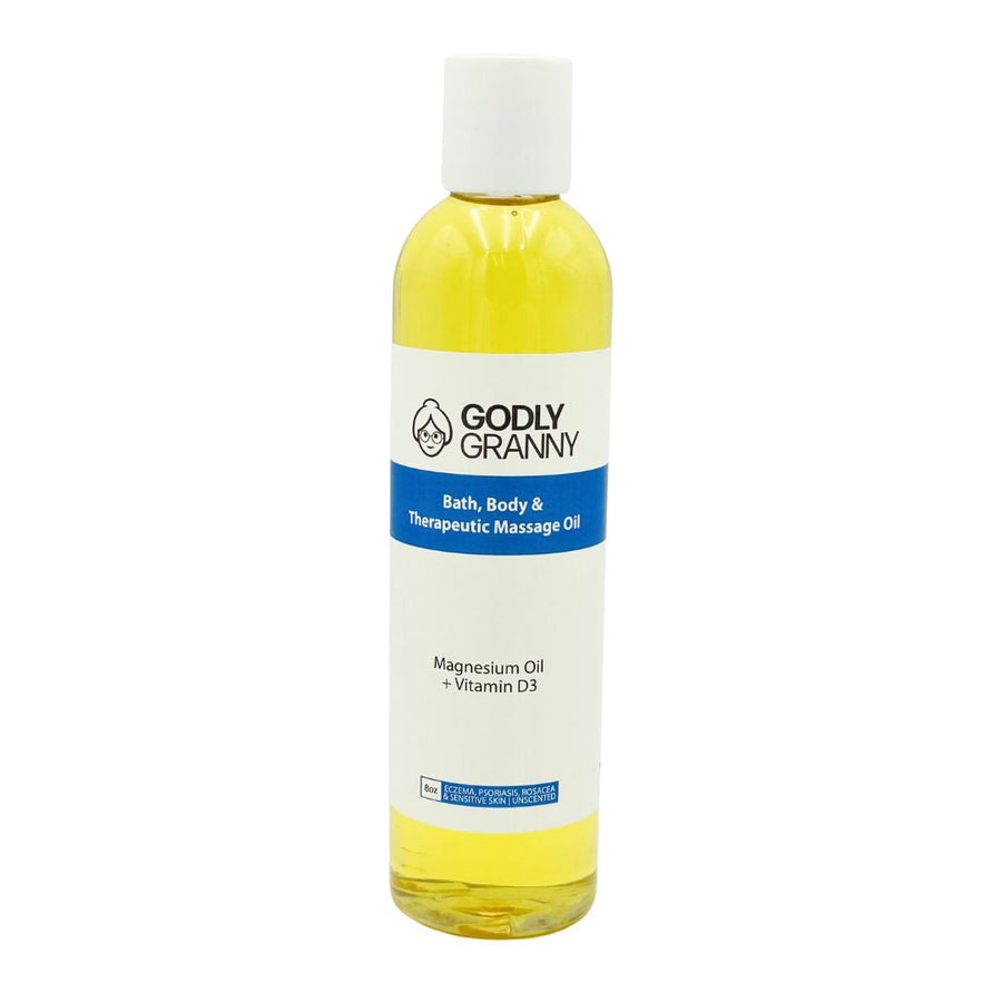 Unscented Sensitive Skin Bath, Body & Massage Oil, 8 oz packaging