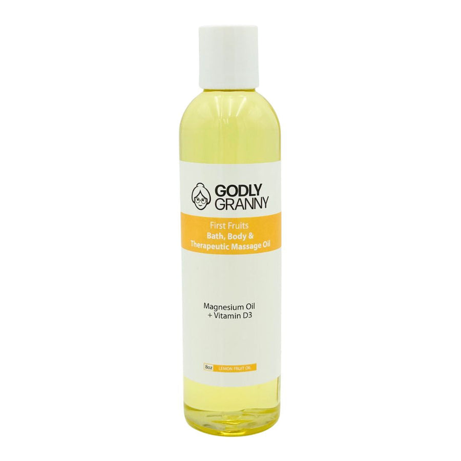 First Fruits Citrus Bath, Body & Massage Oil – Lemon Fruit Oil packaging