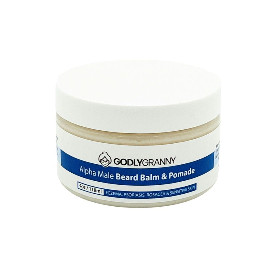 Alpha Male Beard Balm & Pomade – 4oz Jar / Sensitive Skin packaging